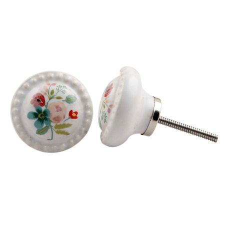 Multicolor White Flower Knob